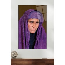 Afgan Kız Yaşlı Hali Cam Tablo, Modern Ev ve Ofis Dekoru, Hediyelik Duvar Dekorasyonu, Kırılmaz Cam