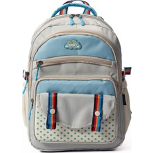 Çok Cepli Sırt Destekli Renkli Kız Çocuk Ilkokul Çantası HV2025 Gri