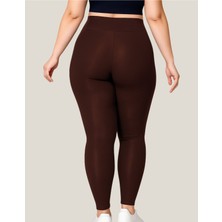 ALYA UNDERWEAR Büyük Beden Tayt Dalgıç Kumaş Yüksek Bel ( Kahverengi, 4xl)