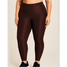 ALYA UNDERWEAR Büyük Beden Tayt Dalgıç Kumaş Yüksek Bel ( Kahverengi, 4xl)