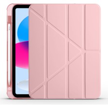 iPad 11.nesil 2025 Kılıf Vlmr Tri Folding Kalem Bölmeli Standlı Kılıf - Rose Gold