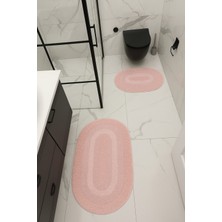 %100 Pamuk Dokuma, Su Emici, Banyo Paspas Seti, Banyo Halısı Vera 2'li Klozet Takım 60X100-60X50