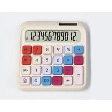 12 Haneli Güneş Enerjili Hesap Makinesi Açılı Geniş Ekran, Çift Güç Kaynağı Solar Büyük Boy Sarı