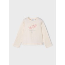 Mayoral Kız Çocuk Çiçek Baskılı Sweatshirt Bej