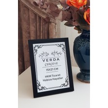15X21 cm Fotoğraf Çerçevesi! Ahşap Ayaklı Pvc Camlı Dekoratif Masaüstü Çerçeve! Siyah Renk