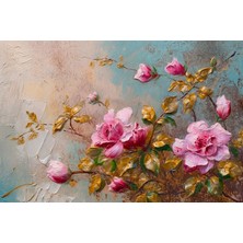 Aden Dekoratif Pembe Çiçekler Kanvas Tablo