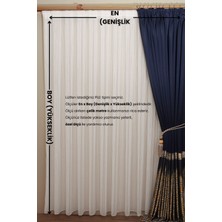 1-2 Seyrek Pile Ulak Model Tül Perde,dikey Çizgili Kırık Beyaz Ütü Istemeyen Tül Perde