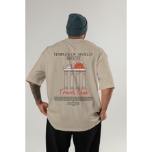 Temples Of Apollo Antalya Arka Baskılı Oversize T-Shirt Erkek Kadın Pamuk Bisiklet Yaka Tişort