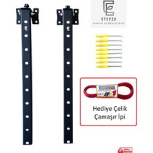 Çamaşır Askısı Katlanır Duvar Tipi Metal (Siyah)+Hediye Çelik Çamaşır İpi