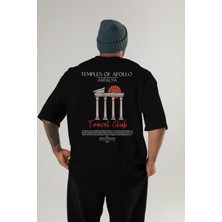 Temples Of Apollo Antalya Arka Baskılı Oversize T-Shirt Erkek Kadın Pamuk Bisiklet Yaka Tişort