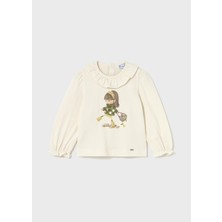 Mayoral Kız Bebek Manşet Kollu Sweatshirt Bej