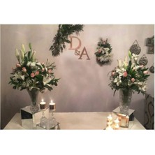 30 cm Çift Harf Lüx Aynalı Pleksi Süs, Söz, Nişan ve Kına Için Gold ve Gümüş