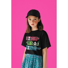 Tasarım Power Puff Girls Karakterler Baskılı Unisex Çizgi Film Çocuk Tişört (1-12 Yaş)