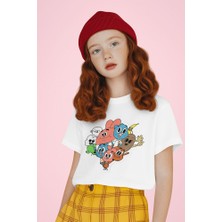 Gumball Karakterler Baskılı Unisex Çizgi Film Çocuk Tişört (1-12 Yaş)