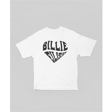 Kalp Temalı Billie Eilish Yazılı Unisex Oversize Şarkıcı Tişört