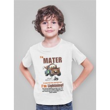 Im Mater Arabalar Çizgi Film Baskılı Unisex Şimşek Mcqueen Çocuk Tişört (1-12 Yaş)