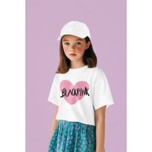 Blackpink Kalp Temalı Baskılı Unisex Müzik Grubu Çocuk Tişört (1-12 Yaş)