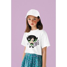 Power Puff Girls Buttercup Baskılı Unisex Çizgi Film Çocuk Tişört (1-12 Yaş)
