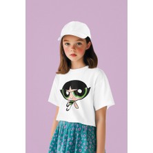 Power Puff Girls Buttercup Baskılı Unisex Çizgi Film Çocuk Tişört (1-12 Yaş)