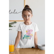 Tasarım Peppa Pig Baskılı Unisex Çizgi Film Çocuk Tişört (1-12 Yaş)