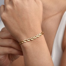 14 Ayar Altın Kaplama Italyan Gösterişli ve Hafif Gümüş Bileklik - BP00104