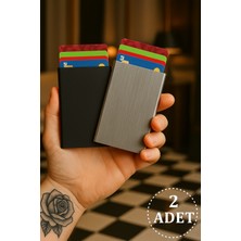 2'li Alüminyum Kartlık - Mekanizmalı Kartlık - Otomatik Kartlık - Metal Slim Kartlık - Kredi Kartlık - Mekanizmalı Kartvizitlik 2 ADET