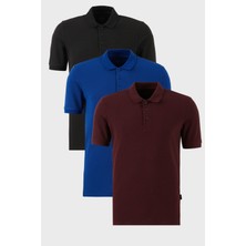 Buratti Pamuklu Regular Fit Düğmeli Polo Yaka 3'lü Paket T Shirt Erkek T Shirt 5902127S3