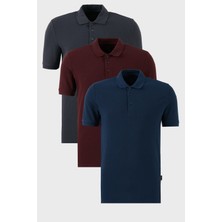Buratti Pamuklu Regular Fit Düğmeli Polo Yaka 3'lü Paket T Shirt Erkek T Shirt 5902127S3
