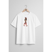 Oversize Karagöz ve Hacivat Göğüs Tasarımlı Unisex T-Shirt