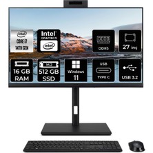 Acer Veriton 4000 Intel Core I7 14700 16GB 512GB SSD 27" Fhd W11P All In One Bilgisayar & Per4 USB Bellek DQR23EM003P387
