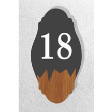 Yuvarlak Metal Kompozit - Ahşap Apartman Site -Daire Otel Ofis Kapı Numarası - Kapı No:18 On Sekiz