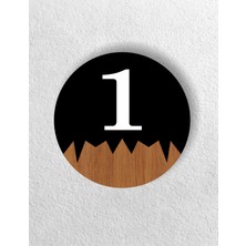 Site -Daire Otel Ofis Kapı Numarası -Yuvarlak Siyah Kompozit - Ahşap Apartman Kapı No: 1 Bir