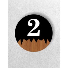 Site -Daire Otel Ofis Kapı Numarası -Yuvarlak Siyah Kompozit - Ahşap Apartman Kapı No: 2 Iki