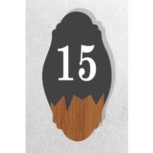 Dikey Lazer Metal- Ahşap Apartman Site -Daire Otel Ofis Kapı Numarası 15X8CM - Kapı Numara 15 No 15