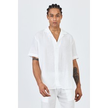 Keten Oversize Kısa Kol Gömlek