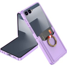 Samsung Galaxy Z Flip 7 Uyumlu Yüzüklü Kartlık Kartvizitli Premium Telefon Kılıfı Kapak