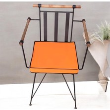 40X40 Turuncu Su ve Leke Itici Fermuarlı Bağcıklı Siyah Biyeli Sandalye Minderi 5 cm