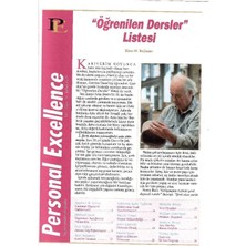 Personal Excellence - Yaşam Rotanızı Keşfedin - Öğrenilen Dersler Listesi- Retro Eski Basım Koleksiyon (Şubat 2001 Yıl:2 Sayı:16)
