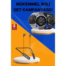 Alarm ve Titreşim Özellikli Akıllı Saat ve Mikrofonlu Kablolu Bluetooth Kulaklık 60 Saat