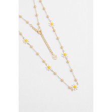 So CHIC Kyoto Papatyası 18 Ayar Sarı Altın Kaplama 55 Cm Gümüş Kolye