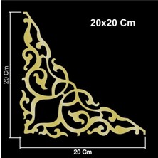 Altın Renkli 20X20 cm Köşe Aynalı Pleksi Dekoratif Yapışkanlı Mobilya Süsü