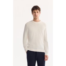 AVVA Erkek Ekru Bisiklet Yaka Rayon Tüylenmeyen Regular Fit Triko Kazak A52Y5001
