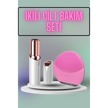 Kaş Bıyık ve Yüz Epilasyon Aleti ve Titreşimli Yüz Temizleme Masaj Aleti Ikili Set