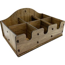 Kahverengi Ahşap Dekoratif 6 Bölmeli Sandık Takı Kutusu, Kafe Restoran Oteller Için Çok Amaçlı Kutu