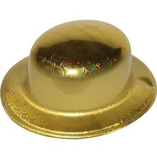 Altın Renk Hologramlı Plastik Yuvarlak Melon 27X24 cm