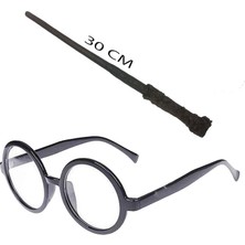 Harry Potter Asası 30 cm ve Siyah Çerçeveli Harry Potter Gözlüğü Seti