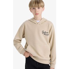 DeFacto Baskılı Kapüşonlu İçi Yumuşak Tüylü Okul Sweatshirt Erkek Çocuk E9582A825AU