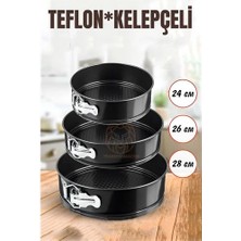 Bx 3 Boy Kelepçeli Kek Kalıbı 24-26-28 cm Teflon