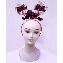 Happy Birthday Yazılı Püsküllü Neon Kırmızı Renk Doğum Günü Tacı 22X19 cm