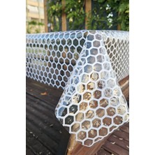 Beyaz Hasır Lüx Pvc Kaplamalı Silinebilir Petek Desen Masa Örtüsü Su Geçirmez Hediye Çeyizlik Sofra